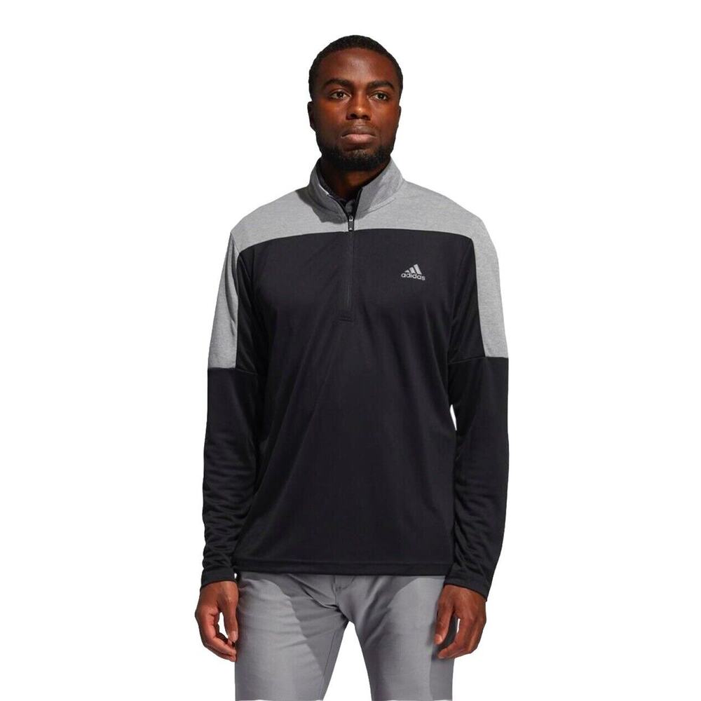 Adidas Golf Men's 2XL Lightweight UPF 1/4 Zip Long Sleeve Pullover Black Gray